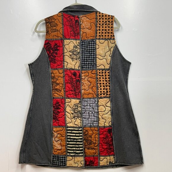 Parsley &‎ Sage Womens Sleeveless Patchwork Vest tunic L 100% Cotton long line - Picture 2 of 16
